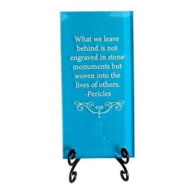 Teal Leave Behind Glass Plaque