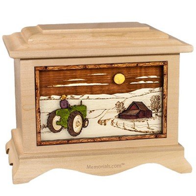 Tractor & Moon Maple Cremation Urn 