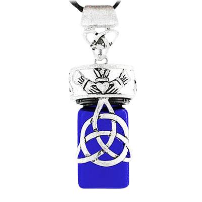 Trinity Heart Blue Cremation Necklace