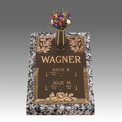 Triple Rose Deep Bronze Headstone