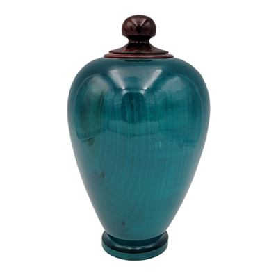 Turquoise Ash Wood Cremation Urn