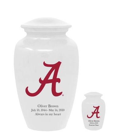 University of Alabama Crimson Tide White Cremation Urns