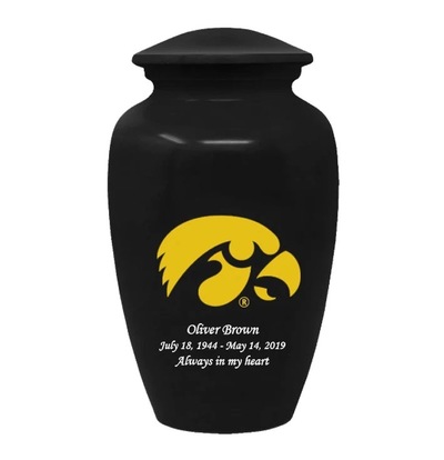 University of Iowa Hawkeyes Black Cremation Urn