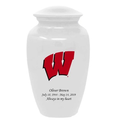 University of Wisconsin Badgers White Cremation Urn