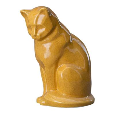 Upright Amber Ceramic Cat Urn