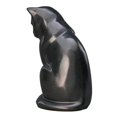 Upright Ash Ceramic Cat Urn