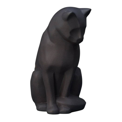 Upright Ash Matte Ceramic Cat Urn