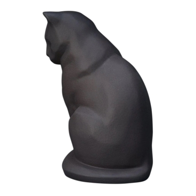 Upright Ash Matte Ceramic Cat Urn