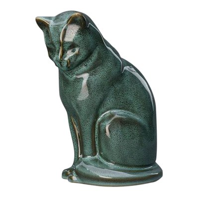 Upright Sage Ceramic Cat Urn