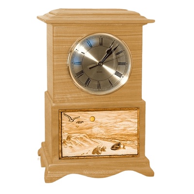 Walk on the Beach Clock Oak Cremation Urn