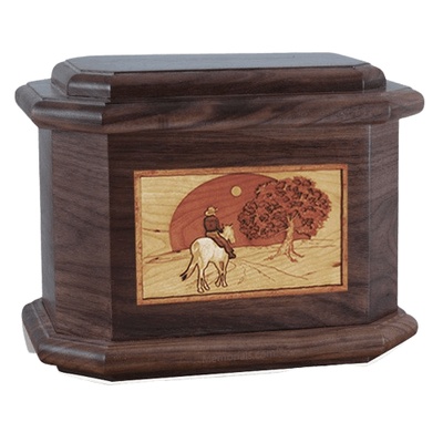 Horse & Moon Walnut Octagon Cremation Urn