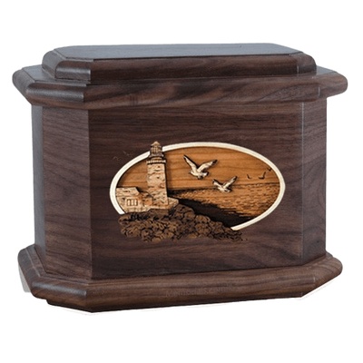 Sea Coast Walnut Octagon Cremation Urn