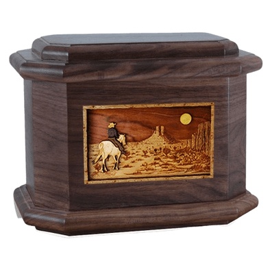 Horse Moon Walnut Octagon Cremation Urn