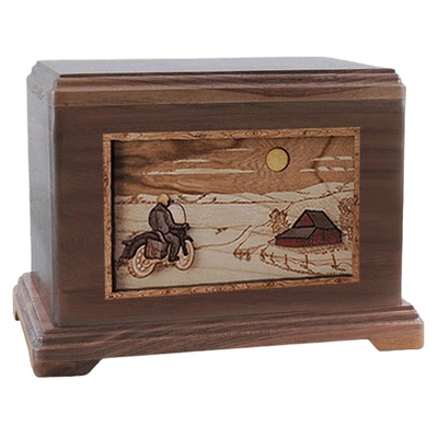 Motorcycle Moon Walnut Hampton Cremation Urn