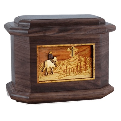 Last Horse Ride Walnut Octagon Cremation Urn