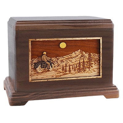 Motorcycle Mountains Walnut Hampton Cremation Urn