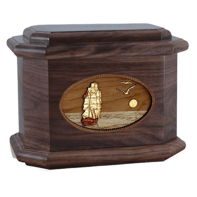 Sailing Home Walnut Octagon Cremation Urn