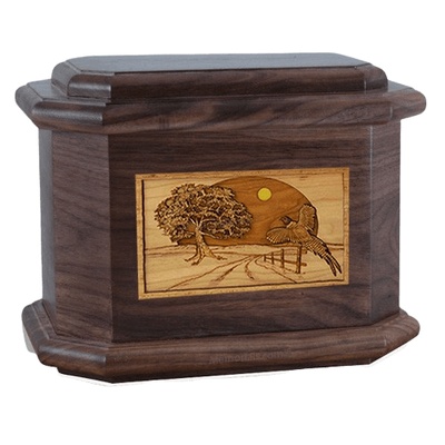 Pheasant Walnut Octagon Cremation Urn