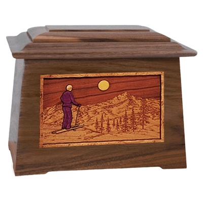 Skiing Walnut Aristocrat Cremation Urn