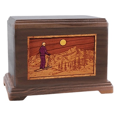 Skiing Walnut Hampton Cremation Urn