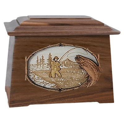 Fly Fishing Walnut Aristocrat Cremation Urn