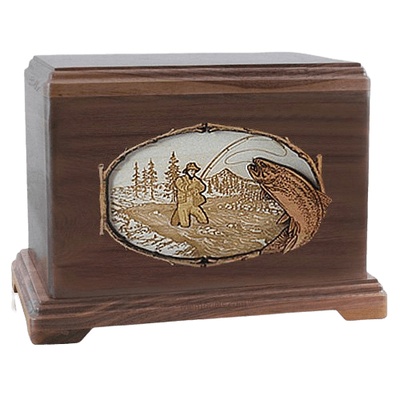 Fly Fishing Walnut Hampton Cremation Urn