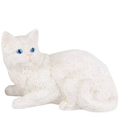 White Kitty Cremation Urn