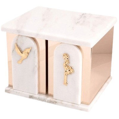 White Cloud Marble Companion Urns