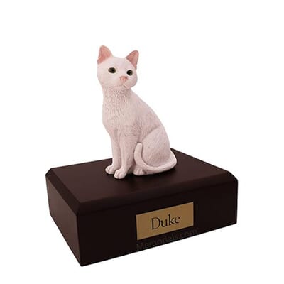 White Large Cat Urn