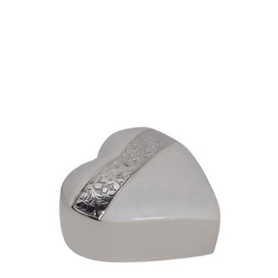 White Pearl Heart Keepsake Urn