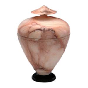 White & Pink Alabaster Pet Urn