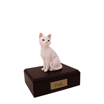 White Small Cat Urn