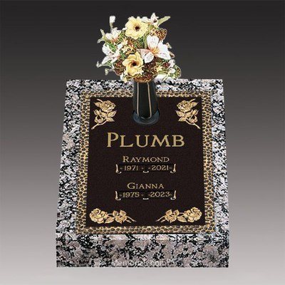 Wild Roses Companion Deep Bronze Headstone 16 x 24