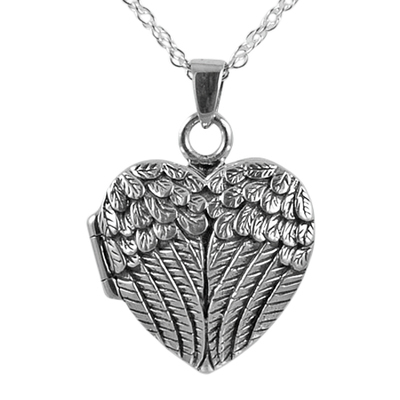 Wing Heart Locket Keepsake Pendant