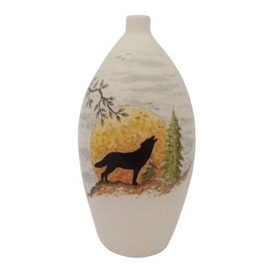 Wolf At Moonlight Ceramic Cremation Urn