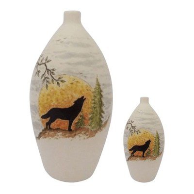 Wolf at Moonlight Ceramic Cremation Urns