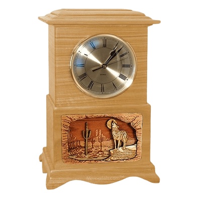 Wolf Clock Oak Cremation Urn