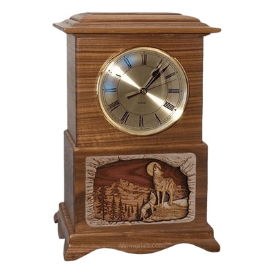 Wolfs Clock Walnut Cremation Urn