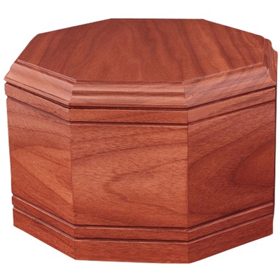 Octagon Cherry Wood Cremation Urn
