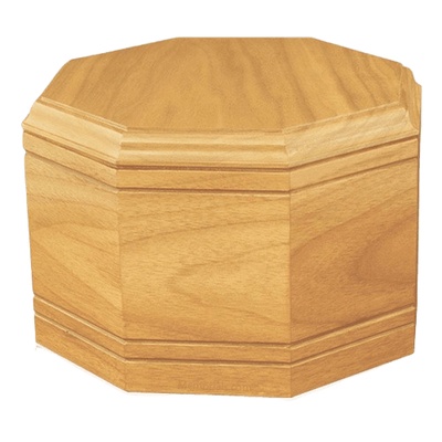 Octagon Oak Wood Cremation Urn