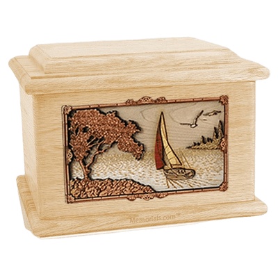 Sailboat Maple Memory Chest Cremation Urn
