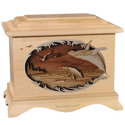 Whale & Calf Maple Cremation Urn