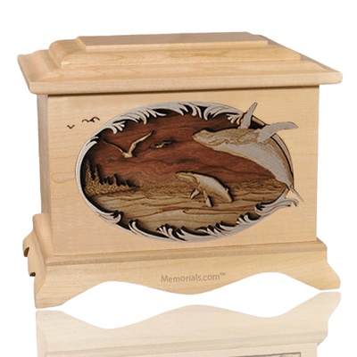 Whale & Calf Maple Cremation Urn