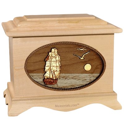 Sailing Home Maple Wood Cremation Urn