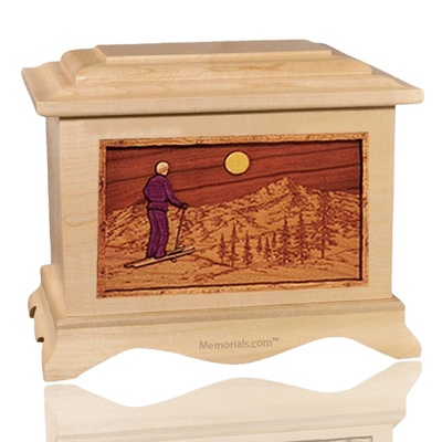 Skiing Maple Cremation Urn