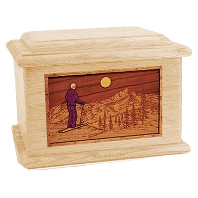 Skiing Maple Memory Chest Cremation Urn