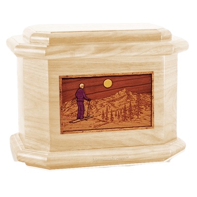 Skiing Maple Octagon Cremation Urn