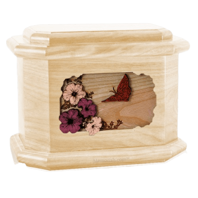 Butterfly Maple Octagon Cremation Urn