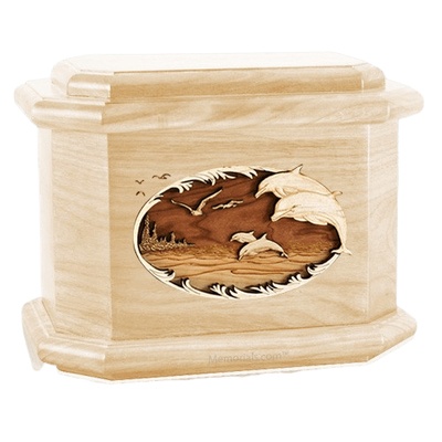 Dolphins Maple Octagon Cremation Urn