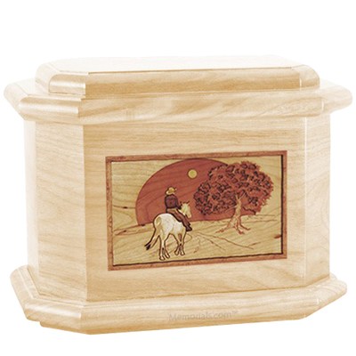 Horse & Moon Maple Octagon Cremation Urn